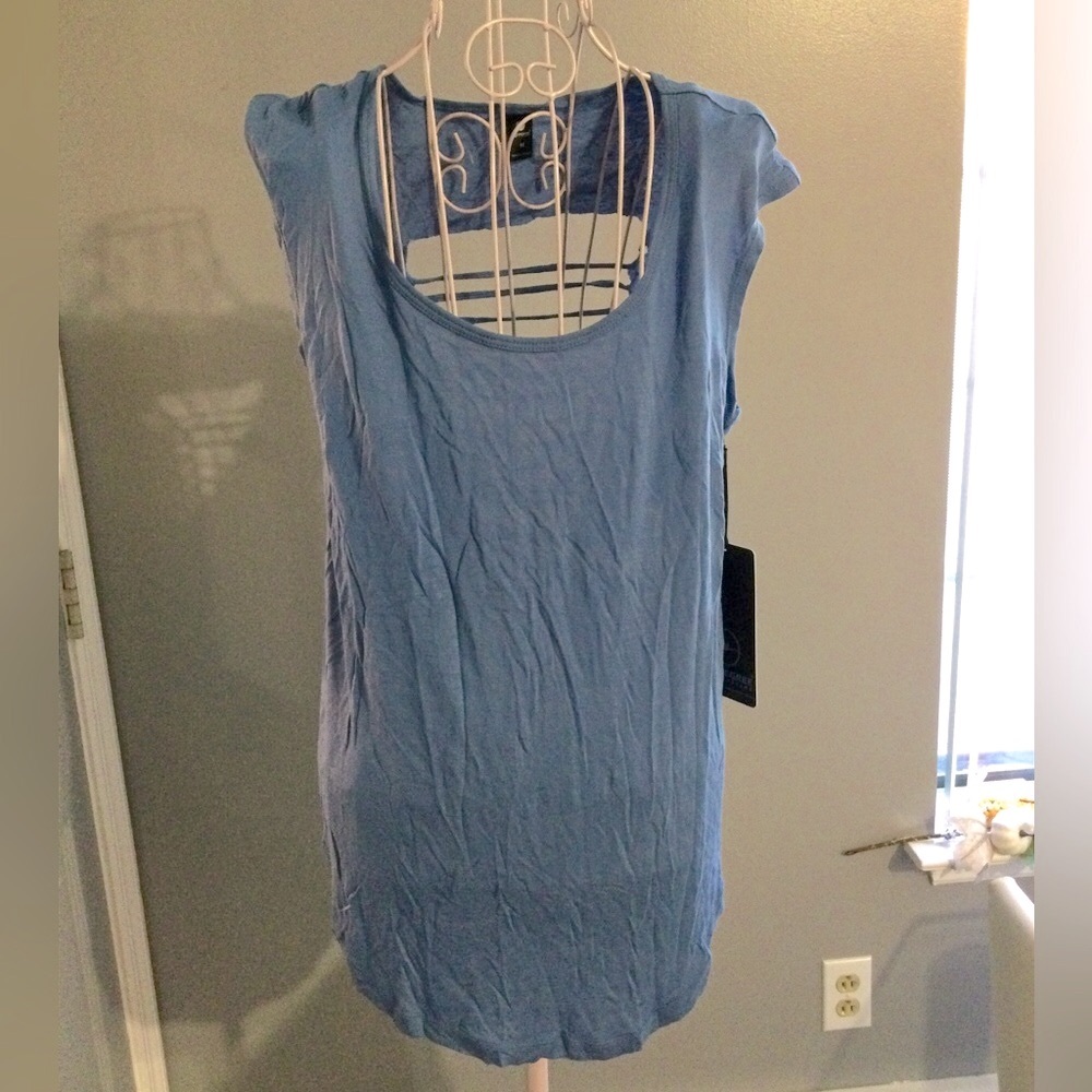 90 degree by reflex women rayon Blue active sleeveless shirt backless